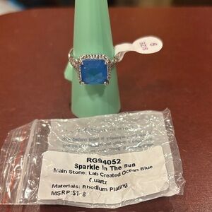 Sparkle In The Sun Blue Quartz Ring on Rhodium